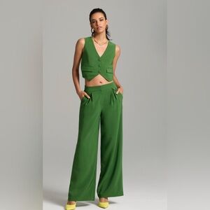 Gabrielle union- green wide leg trousers